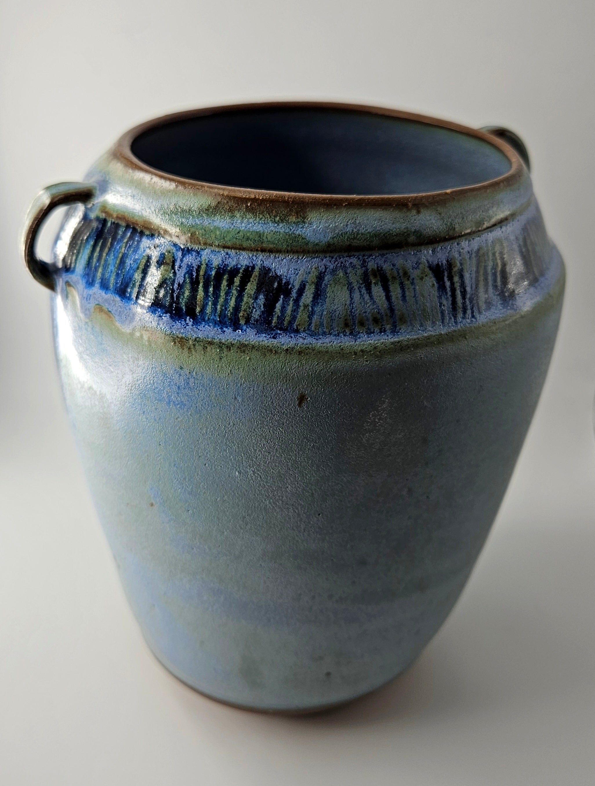 Colbalt Stripe Vase with handles