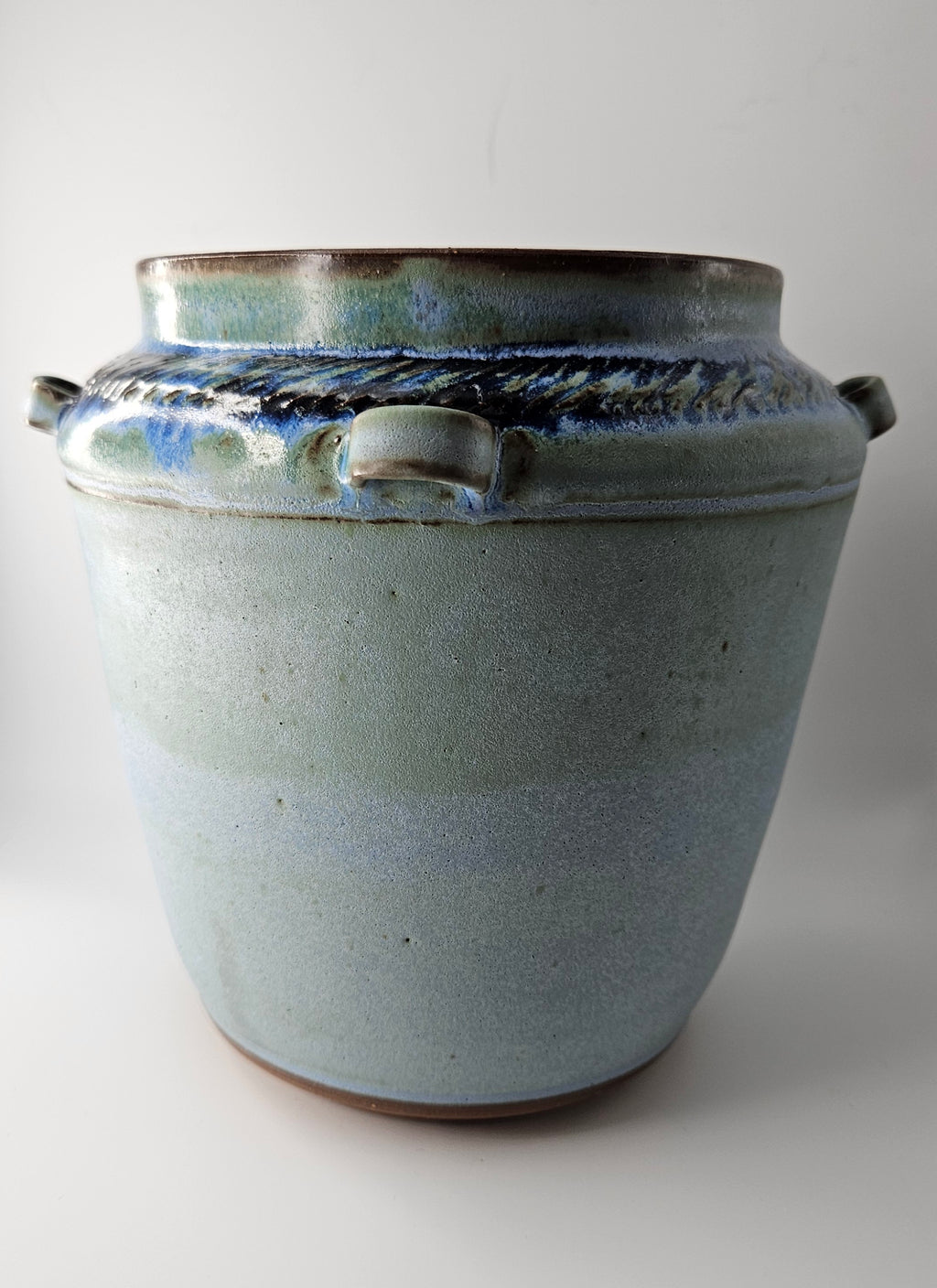 Colbalt Stripe Vase with horizontal handles