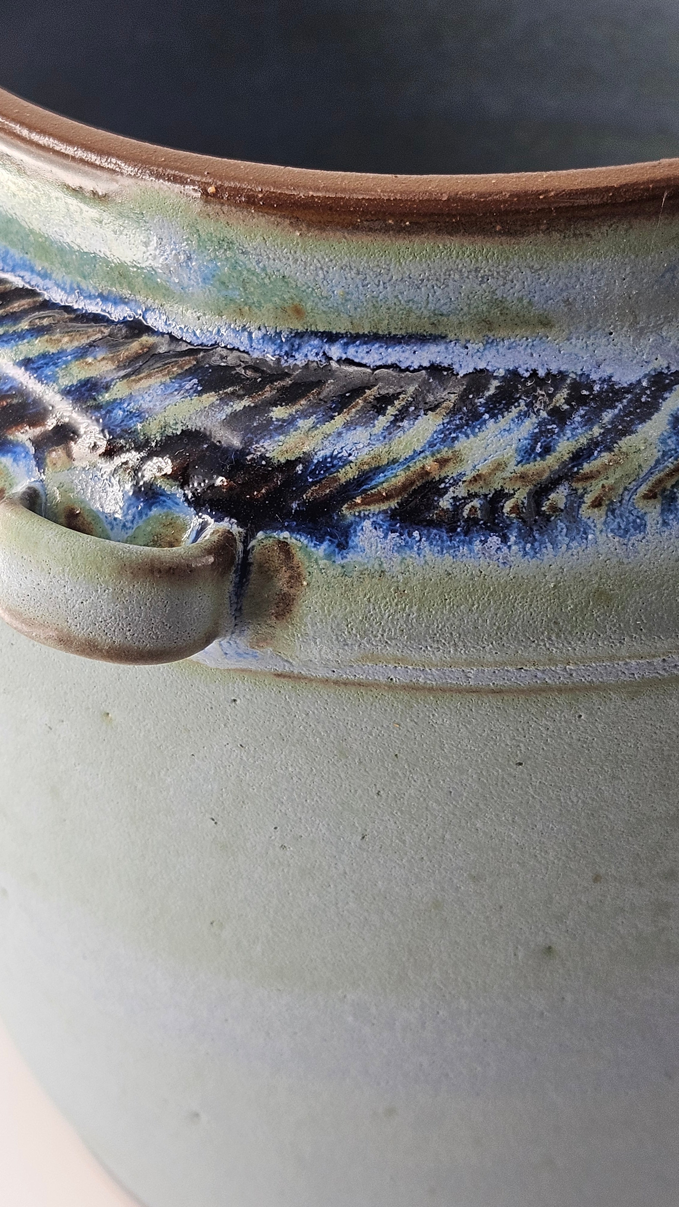 Colbalt Stripe Vase with horizontal handles